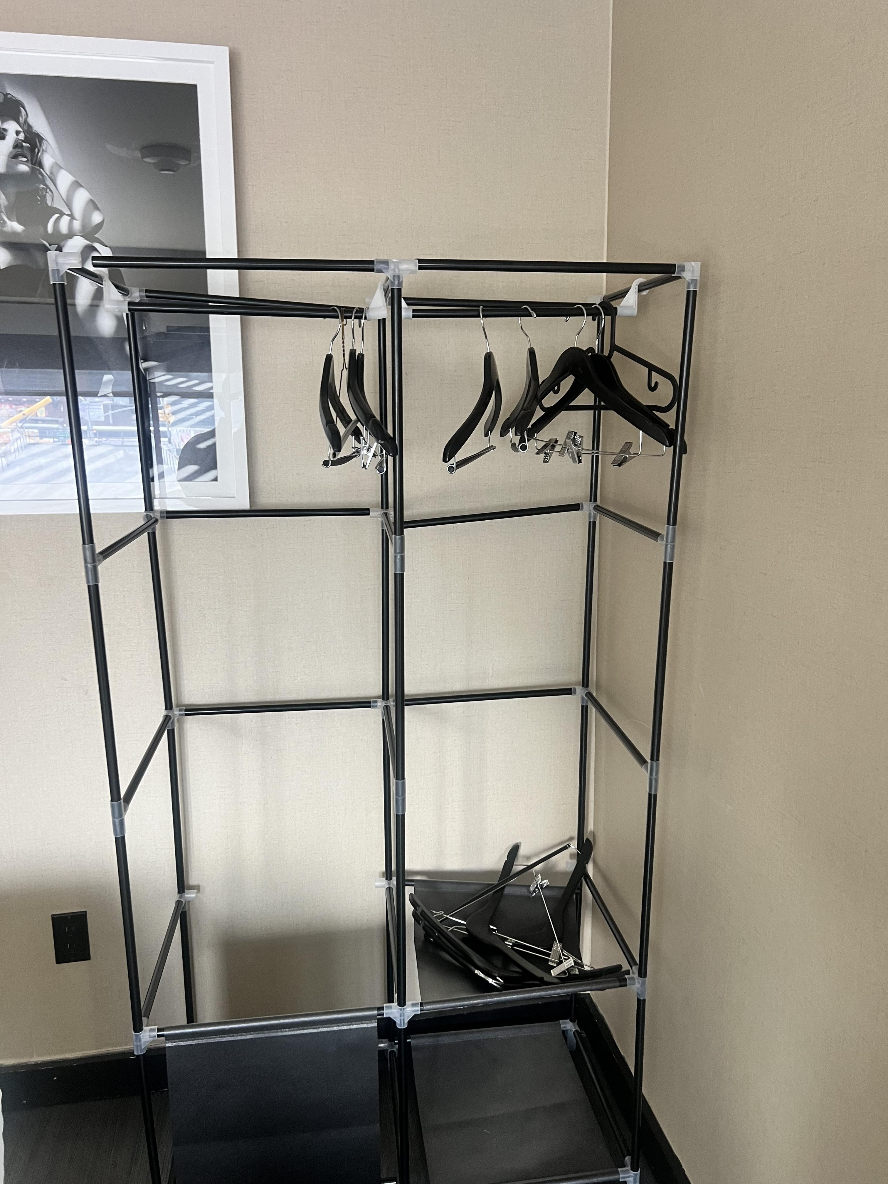 this is supposed to be a place to hang my clothes. This unit was falling apart and there was no closet or small closet in the room. 