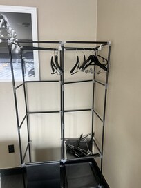 this is supposed to be a place to hang my clothes. This unit was falling apart and there was no closet or small closet in the room.