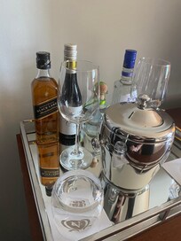 Stocked - alcohol, coffee, snacks, water, and soda. Most included (not alcohol).