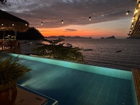 Pool view at sunset