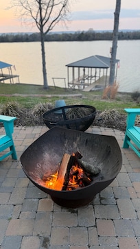 Preparing for roasting hot dogs and marsh mallows.