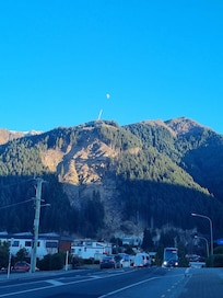 View from straight across the road of Blue Peaks Lodge