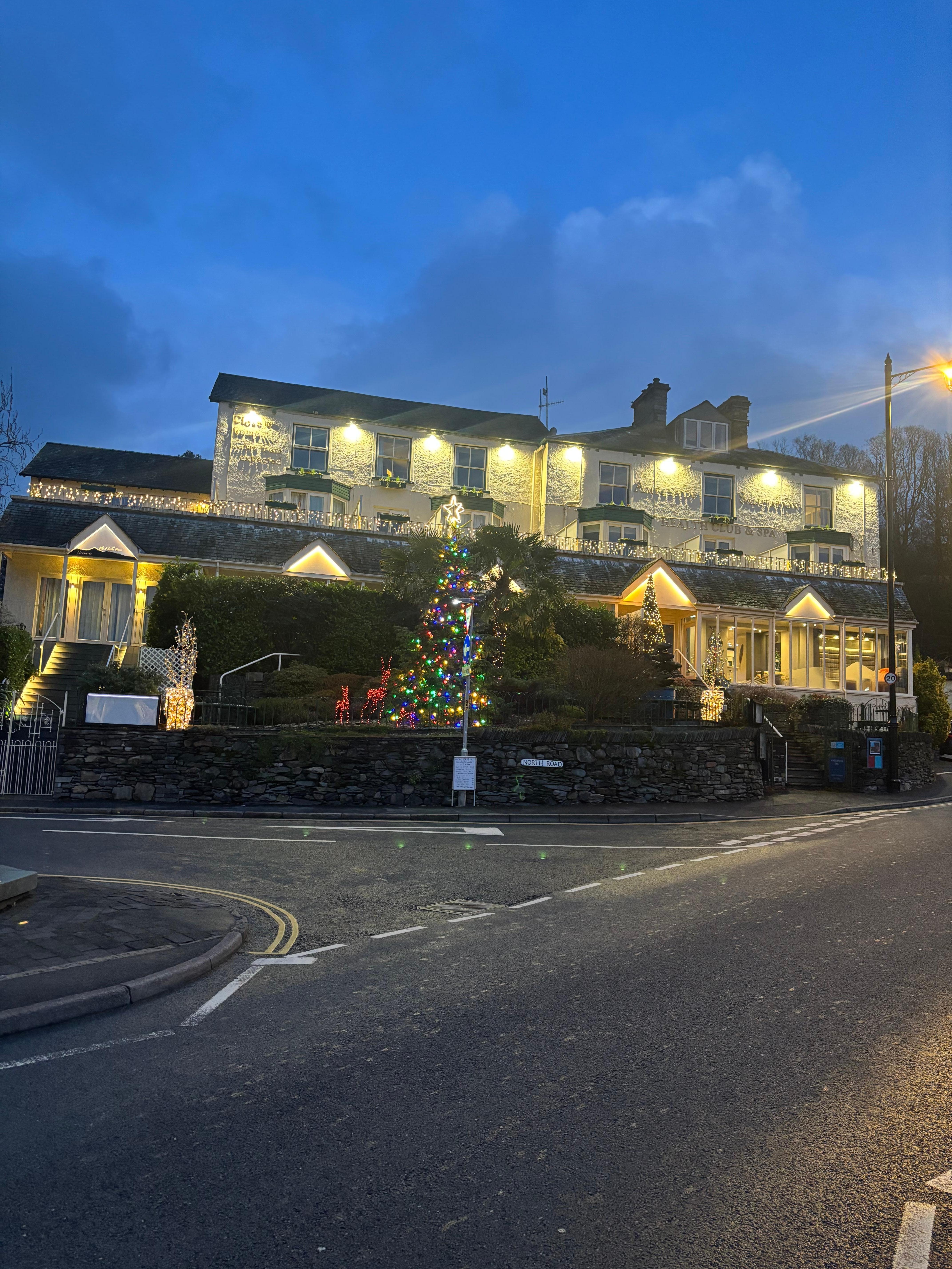 Lovely Christmas lights at the front of hotel 