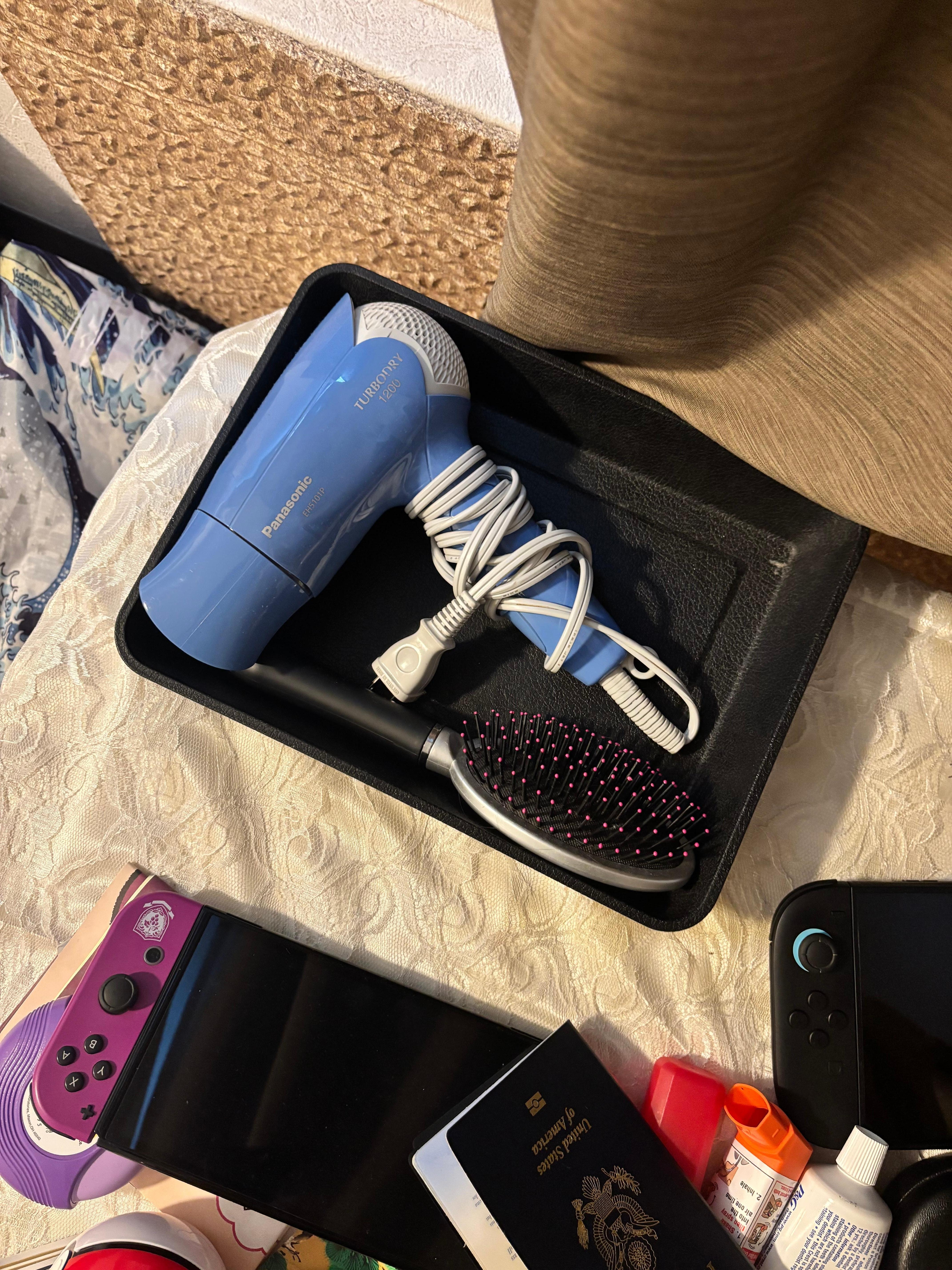 Used guest items including a hair brush
The ad showed clean and wrapped unused items