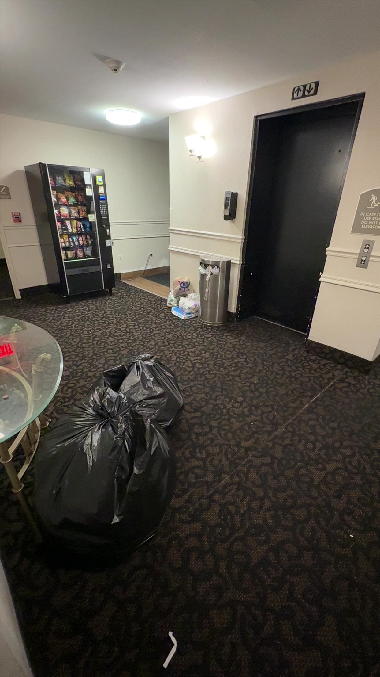 Trash bags everywhere (Mentioned) 