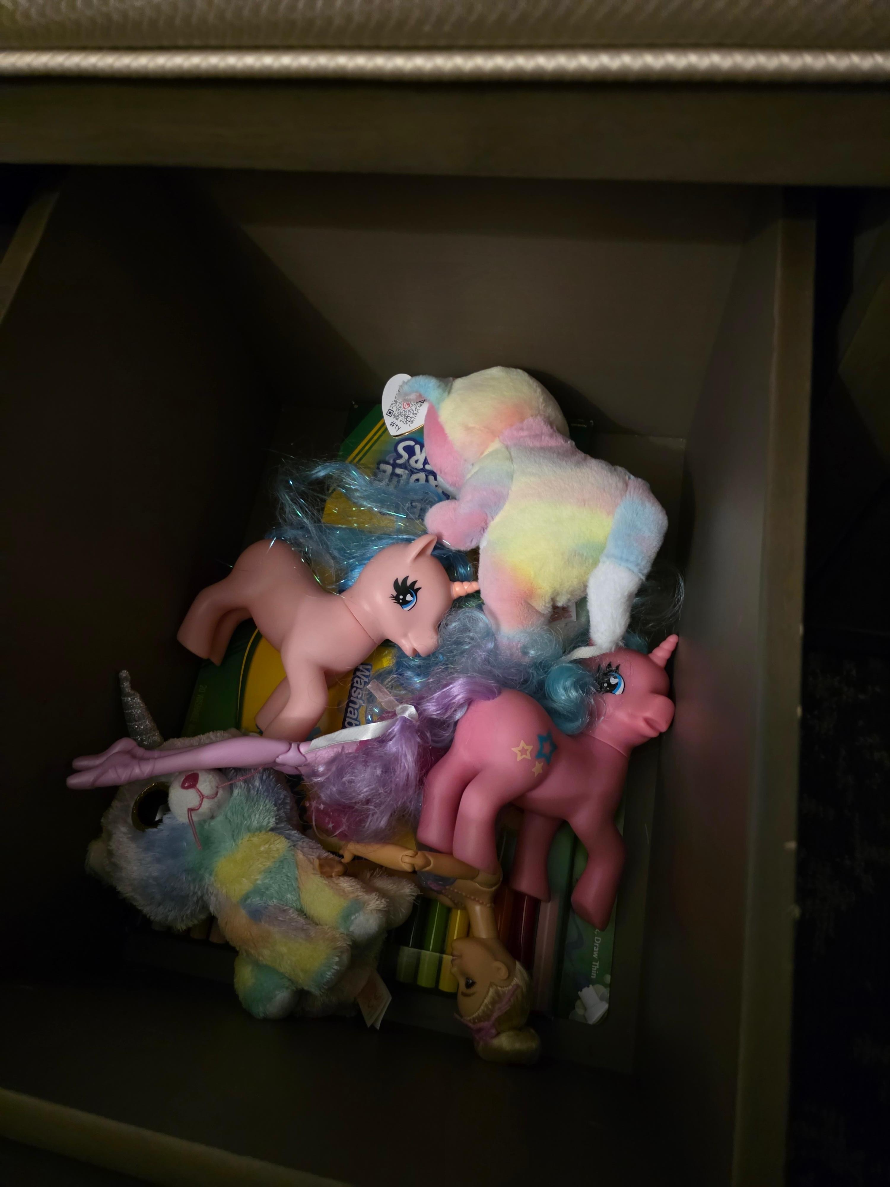 Toys in the dresser.