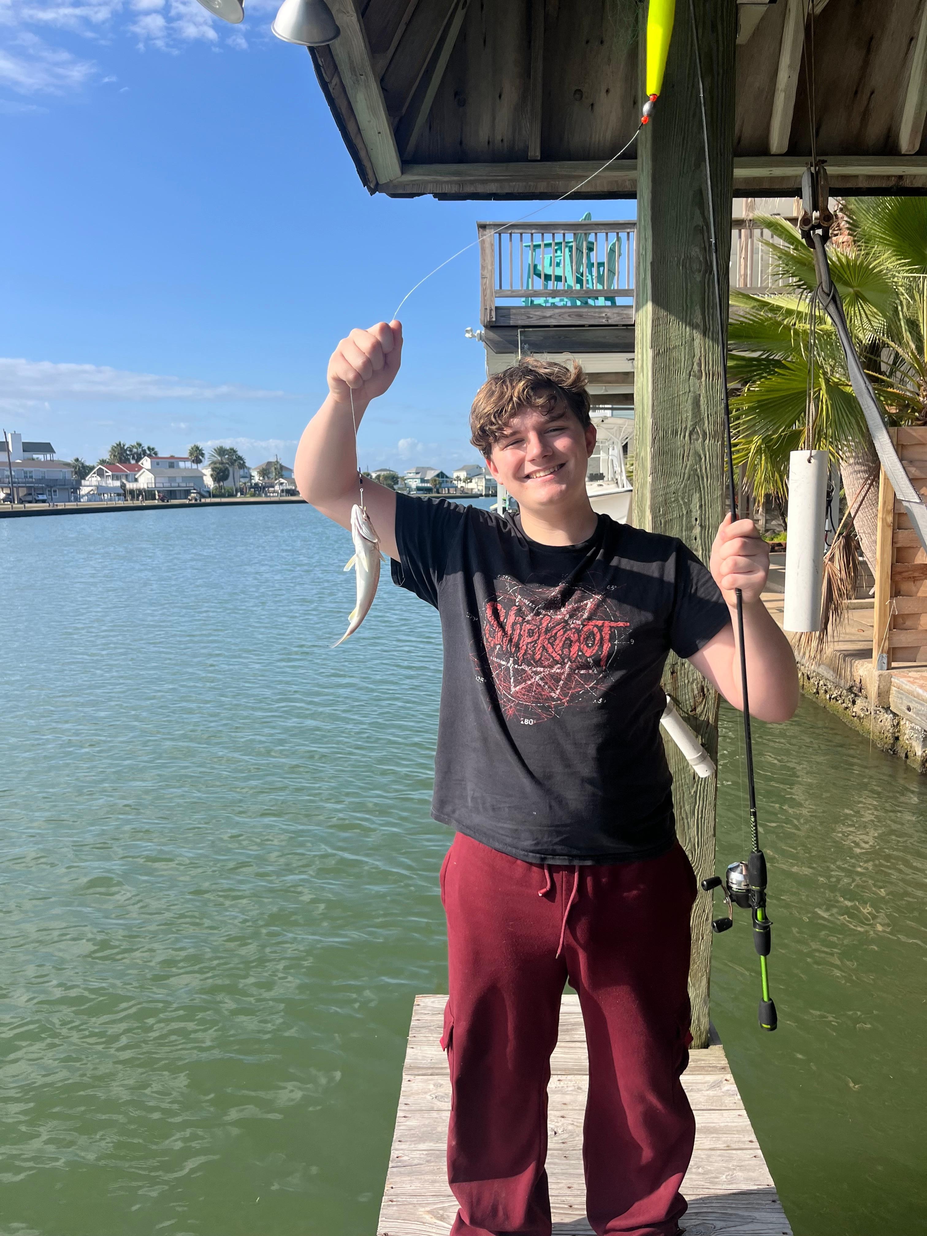 Fishing from the backyard canal 