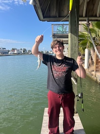 Fishing from the backyard canal