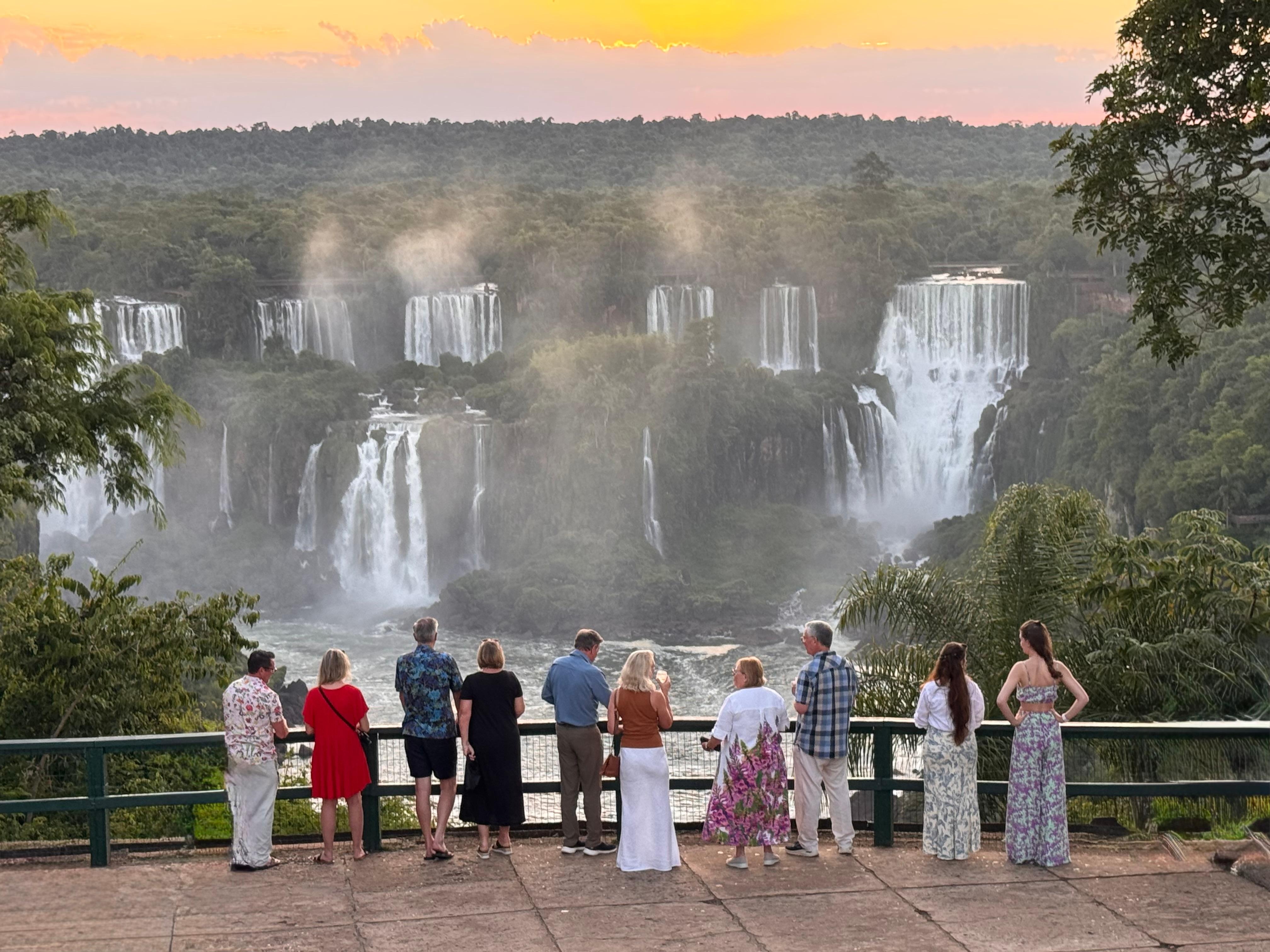 Sunset at the falls with a glass of champagne courtesy of the hotel!  