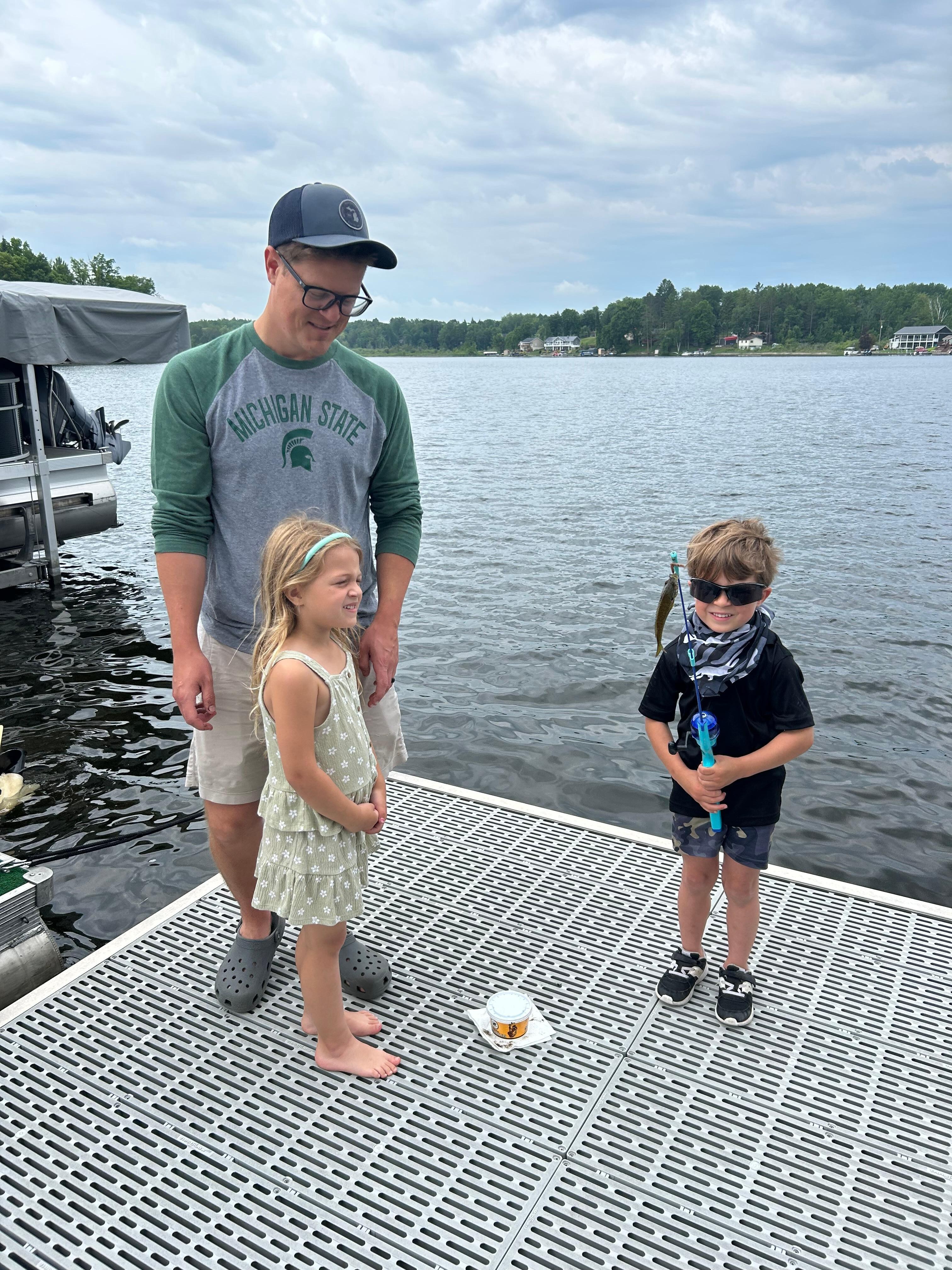 Fishing off the dock. 