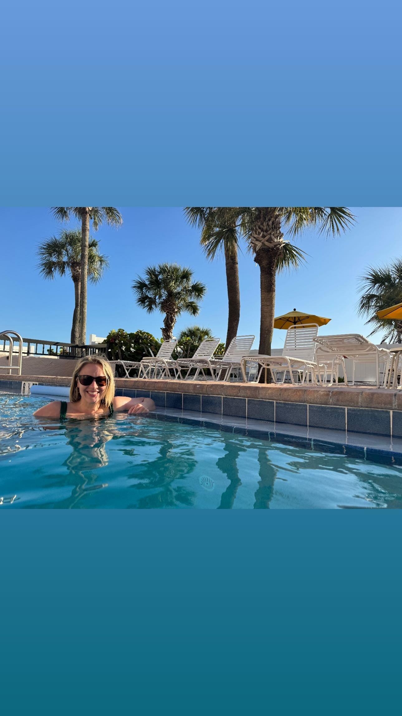 Enjoying the pool.