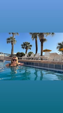 Enjoying the pool.