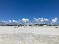 Looking from the ocean towards the walkway.