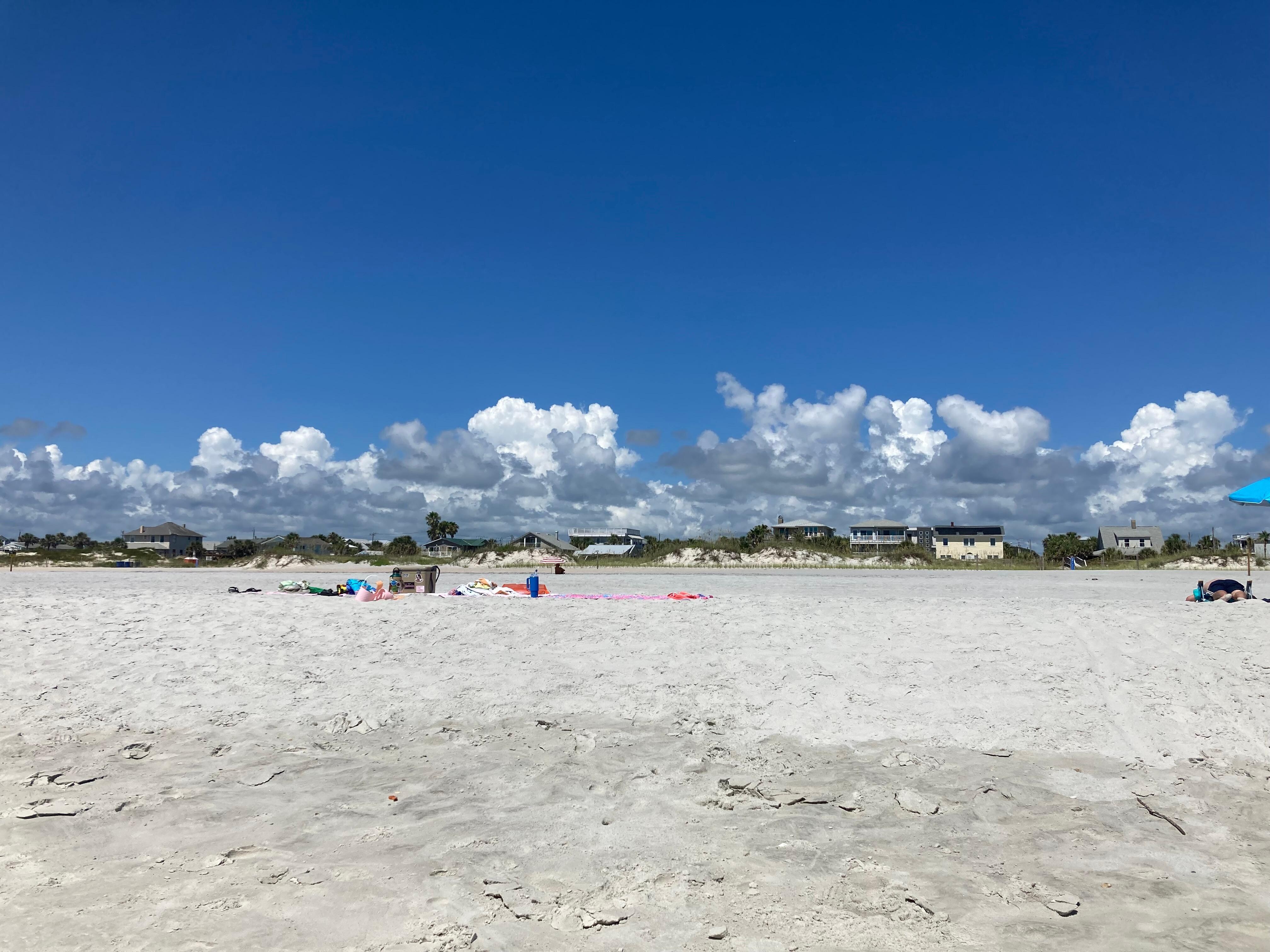 Looking from the ocean towards the walkway. 