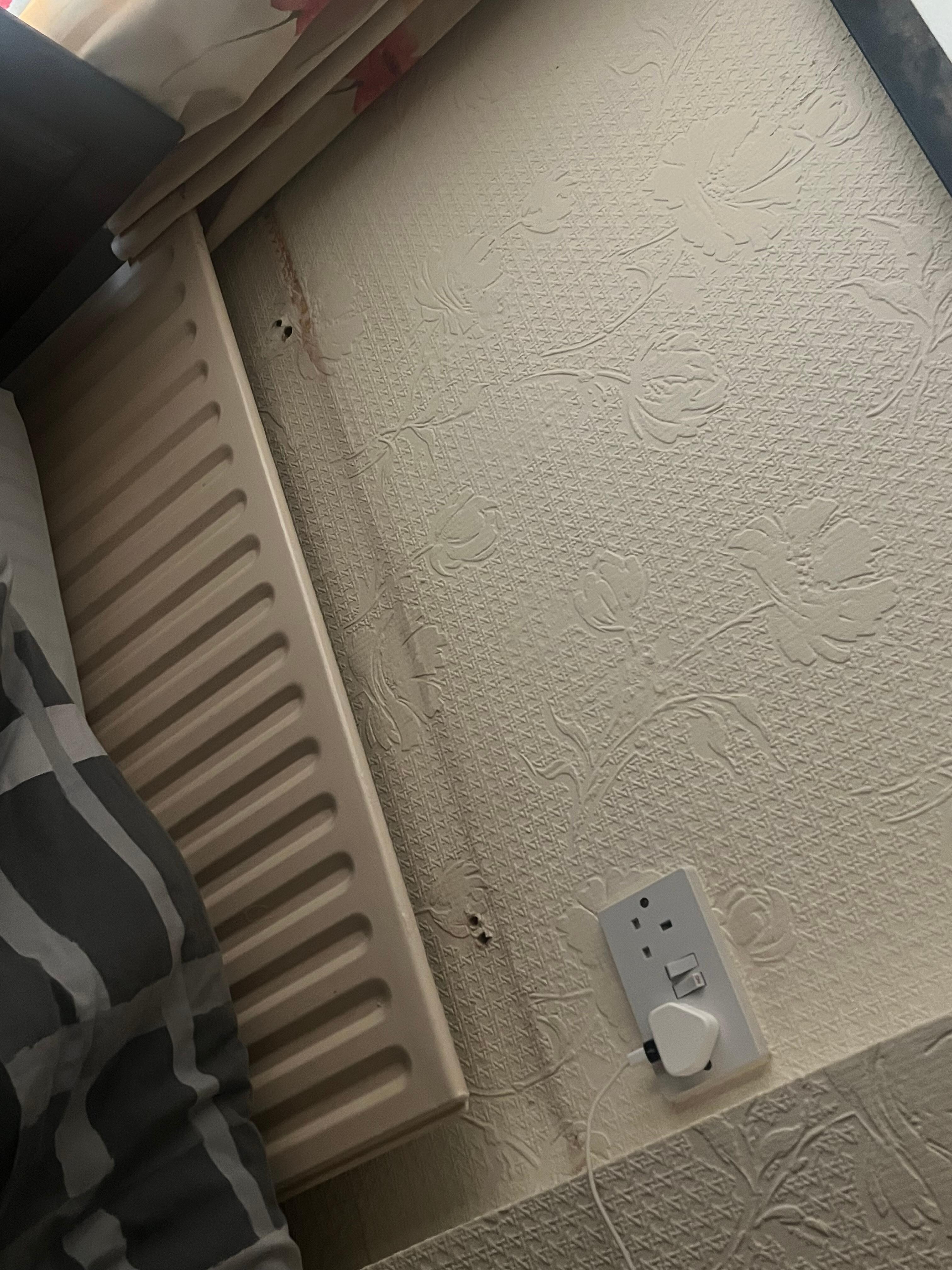 Holes in wall could easily be filled & repainted 