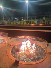 Relaxing by the pool after dinner