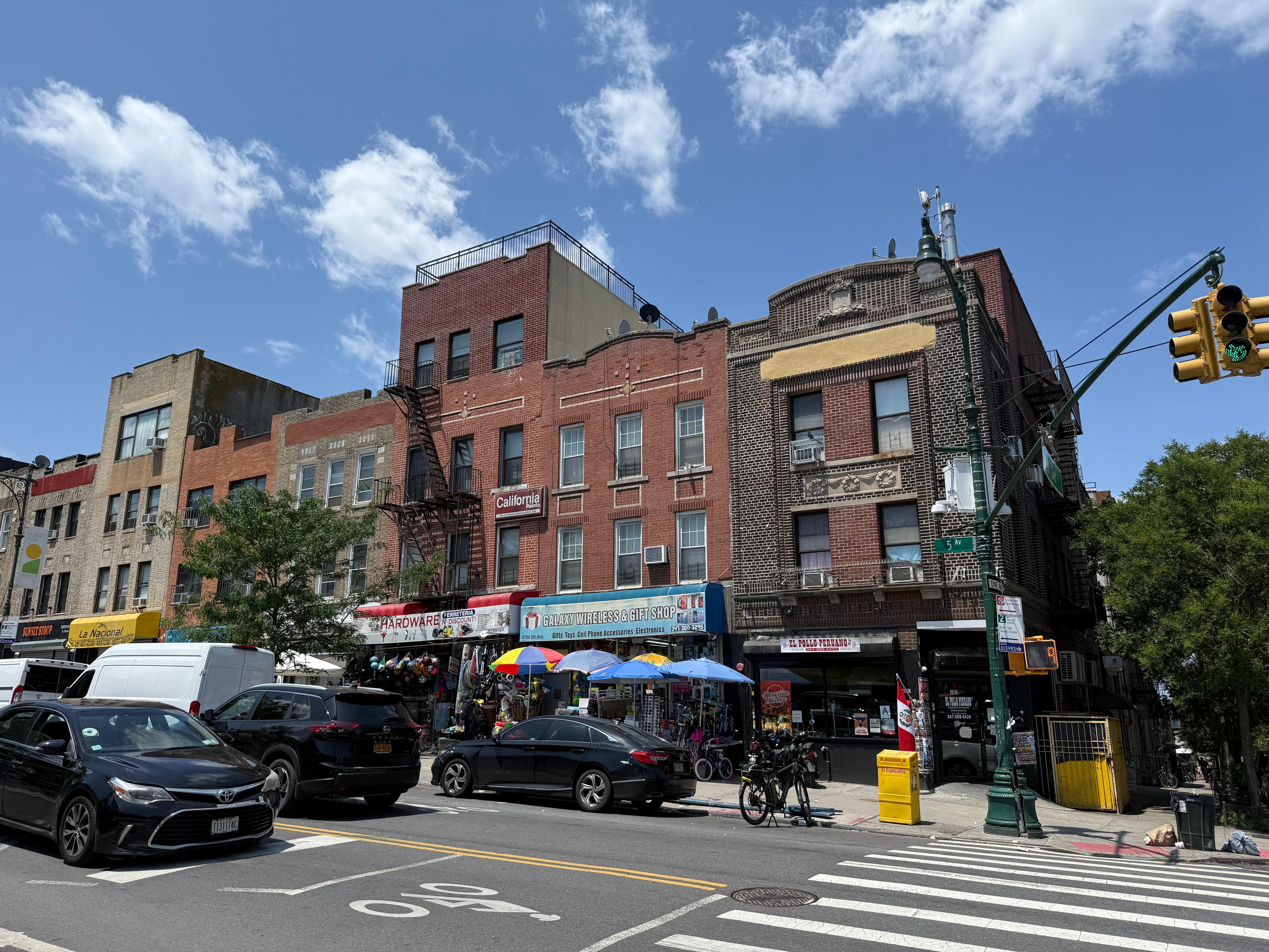 The nearby street corner on the way to get coffee.