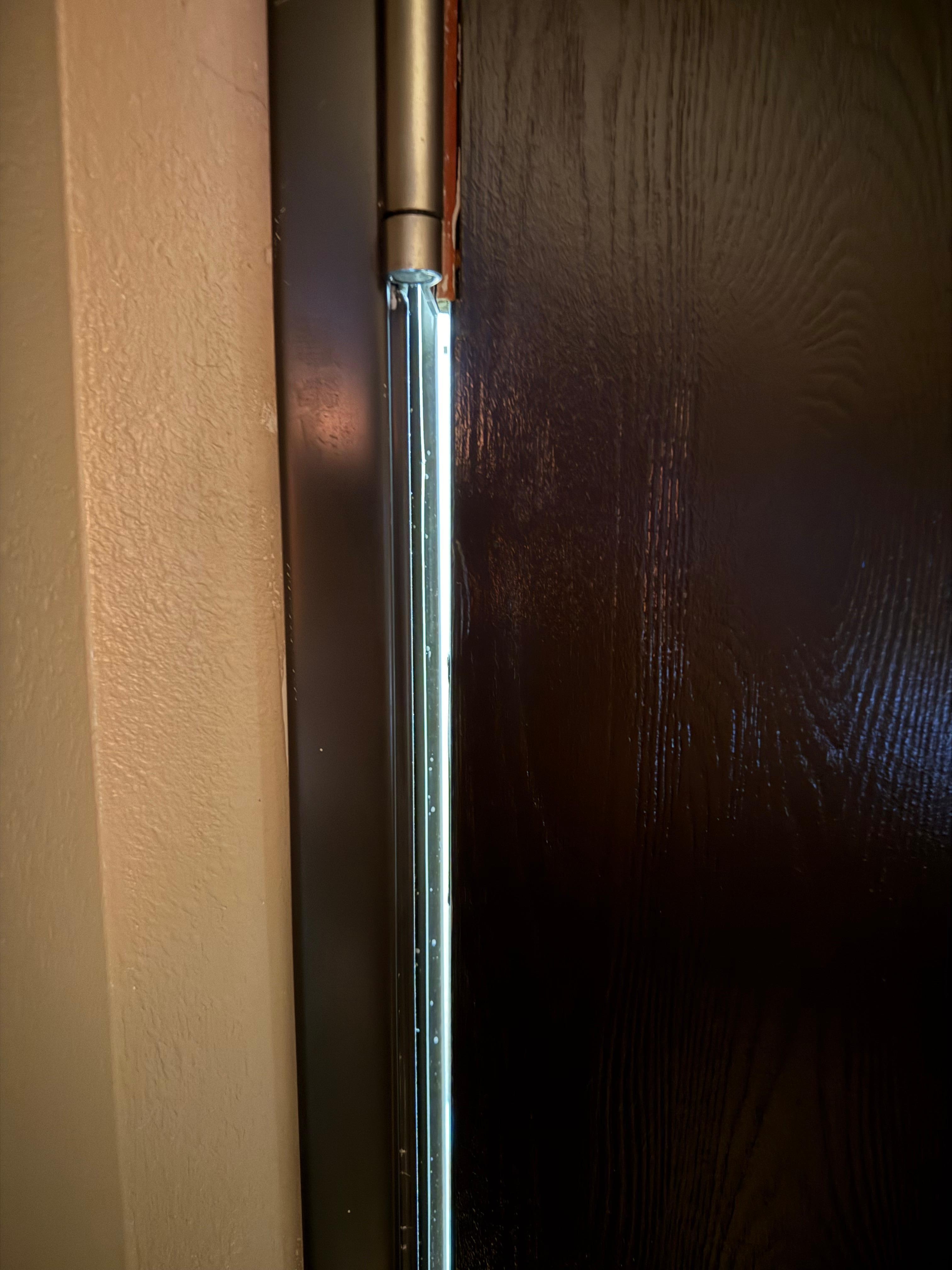 Gap in the door that anybody from outside could look right into our room