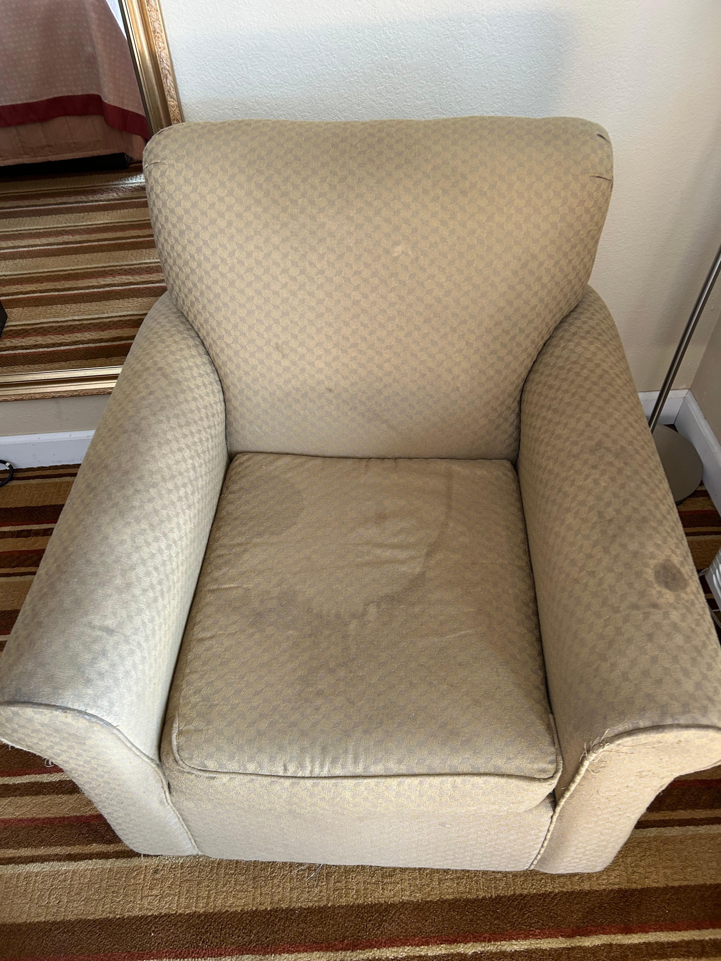 Nasty! Why would you leave this trash in a room for guests? Stains are old and plenty!