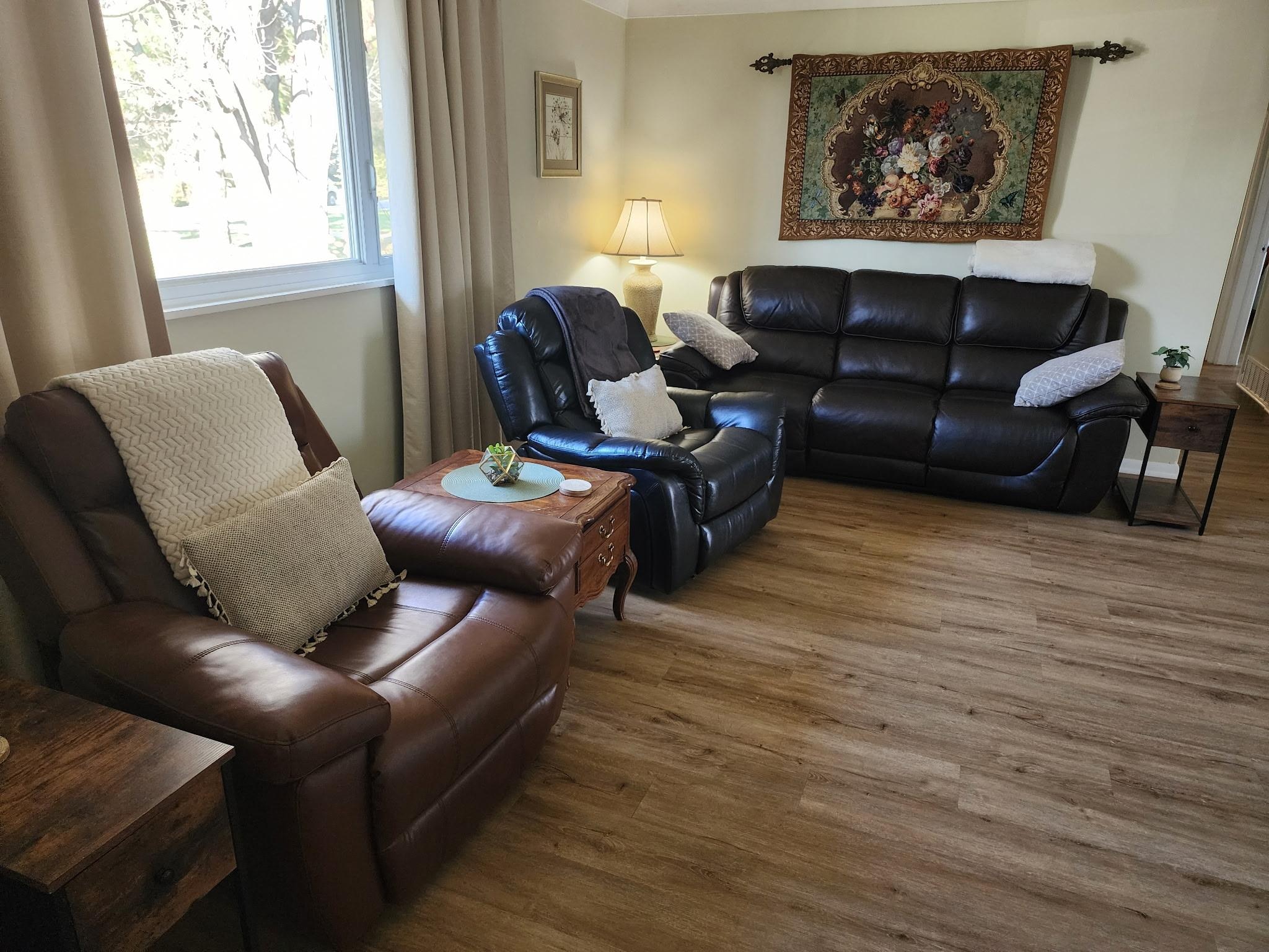 Leather chairs in living room 