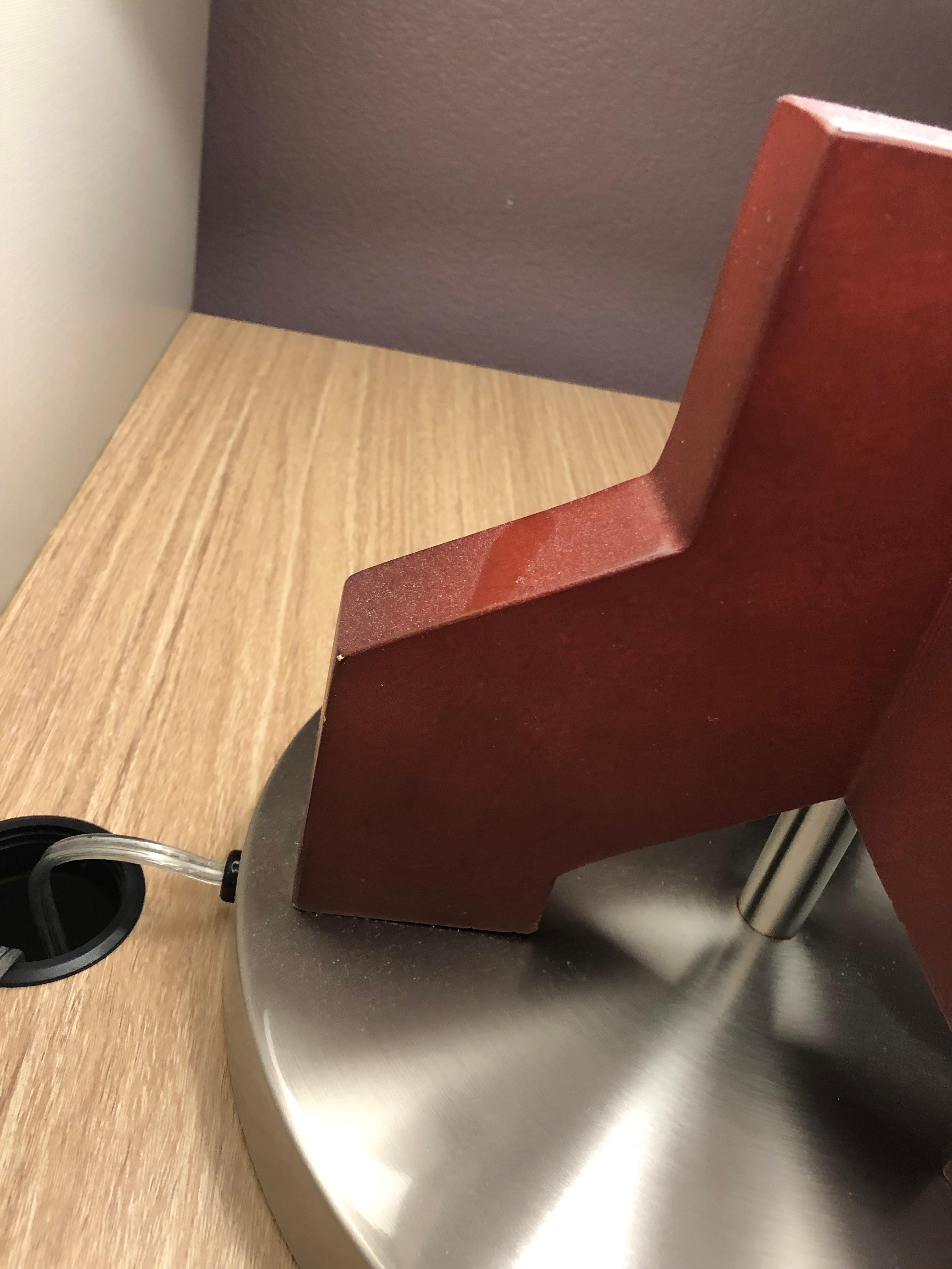 Dust line from my finger on red part of lamp