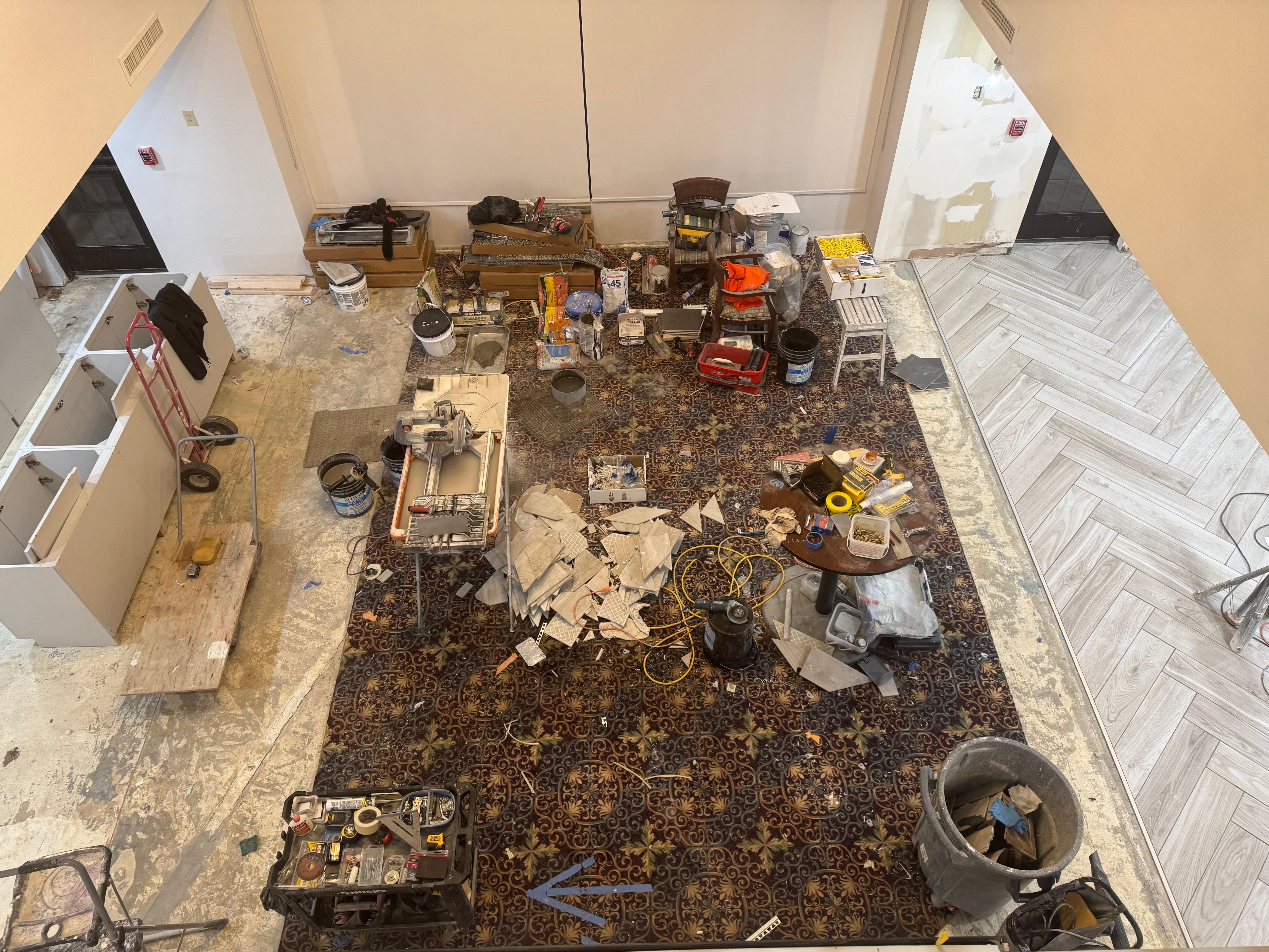 What was supposed to be seating area by the lobby