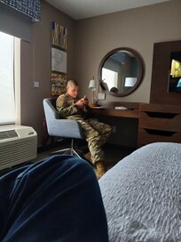 Grandson enjoying his break from training