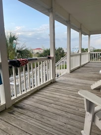 Morning coffee on the swing.