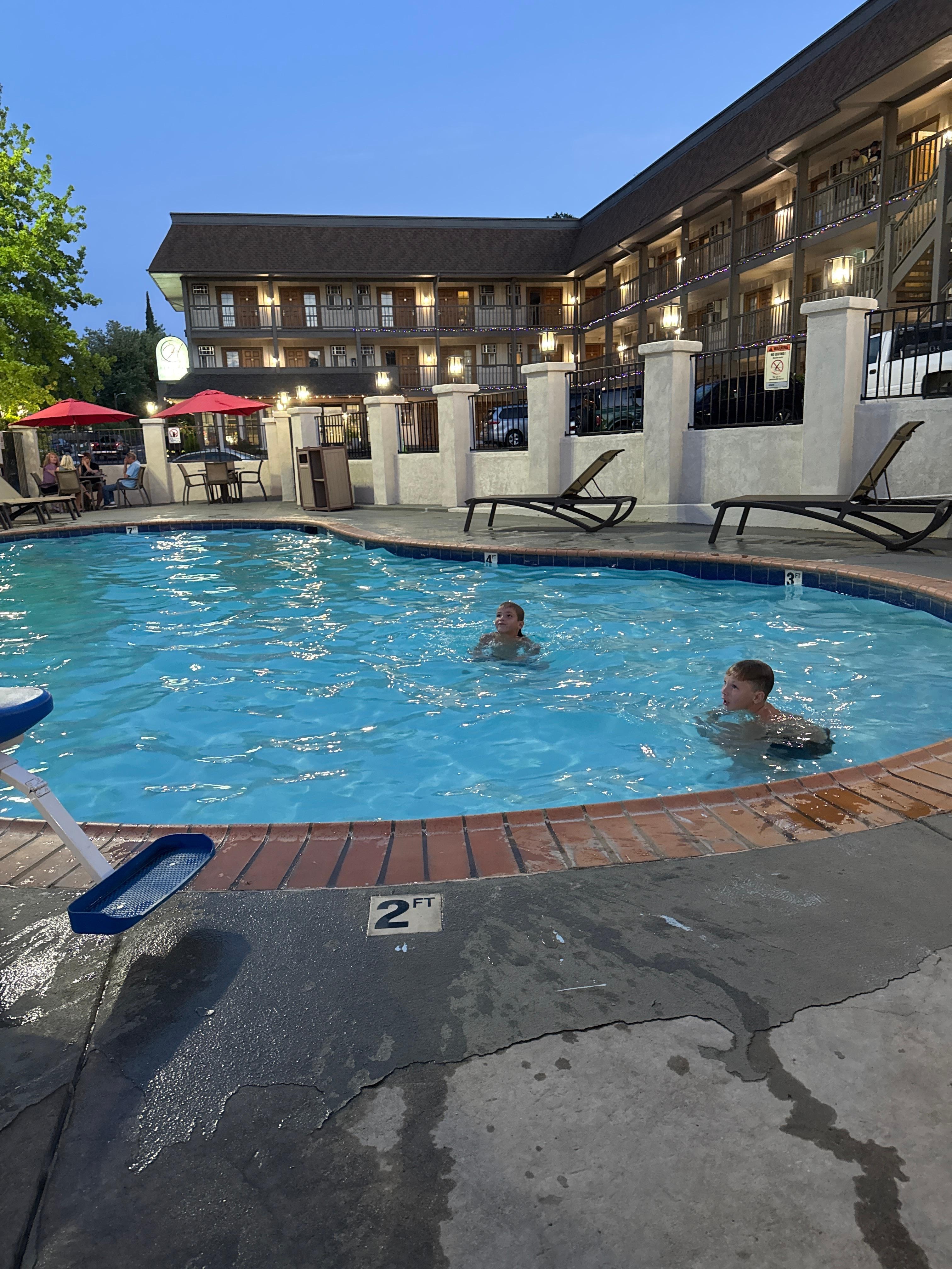 Swimming pool is great for family to cool off.