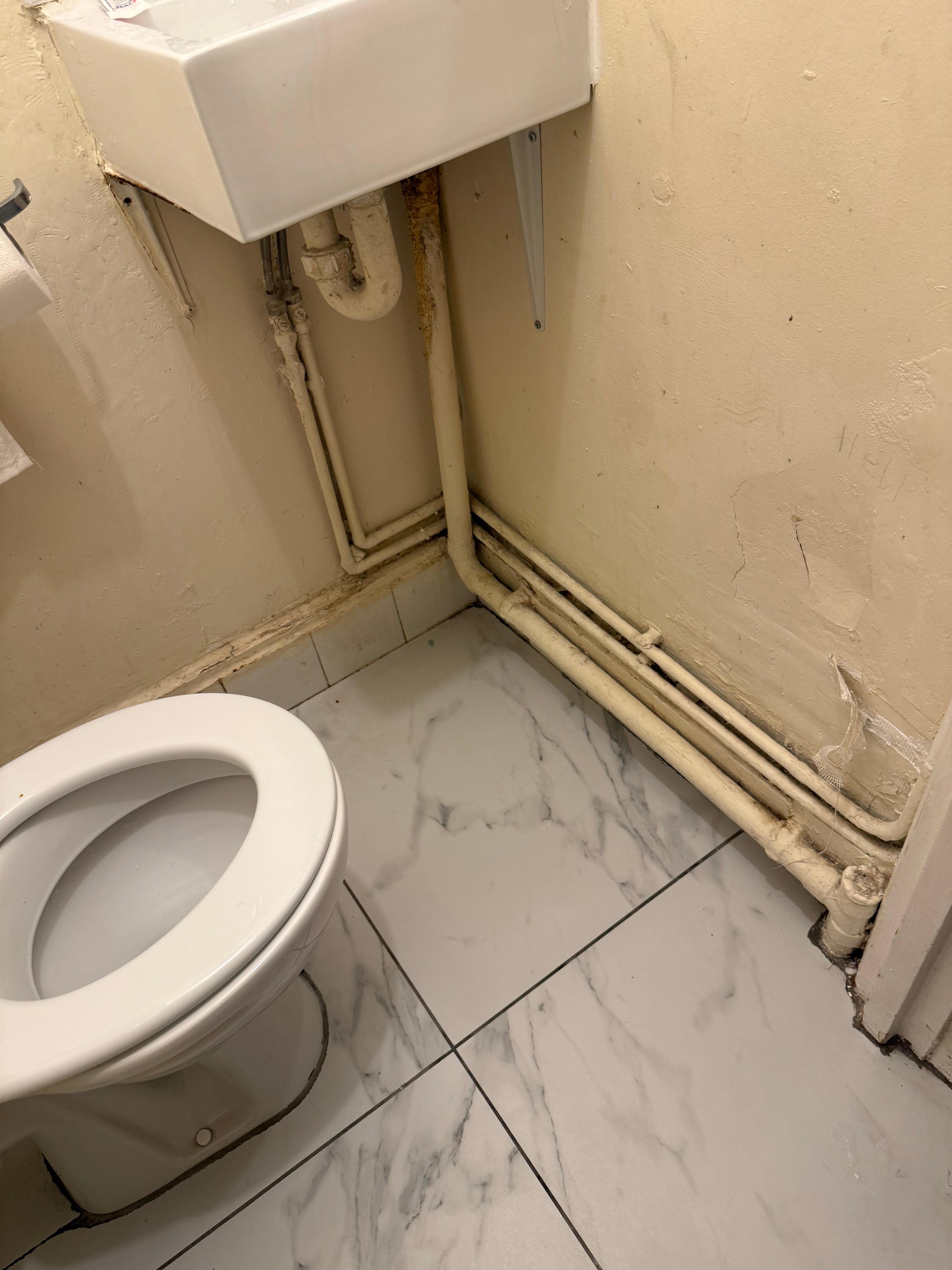 Filthy and wall with hole