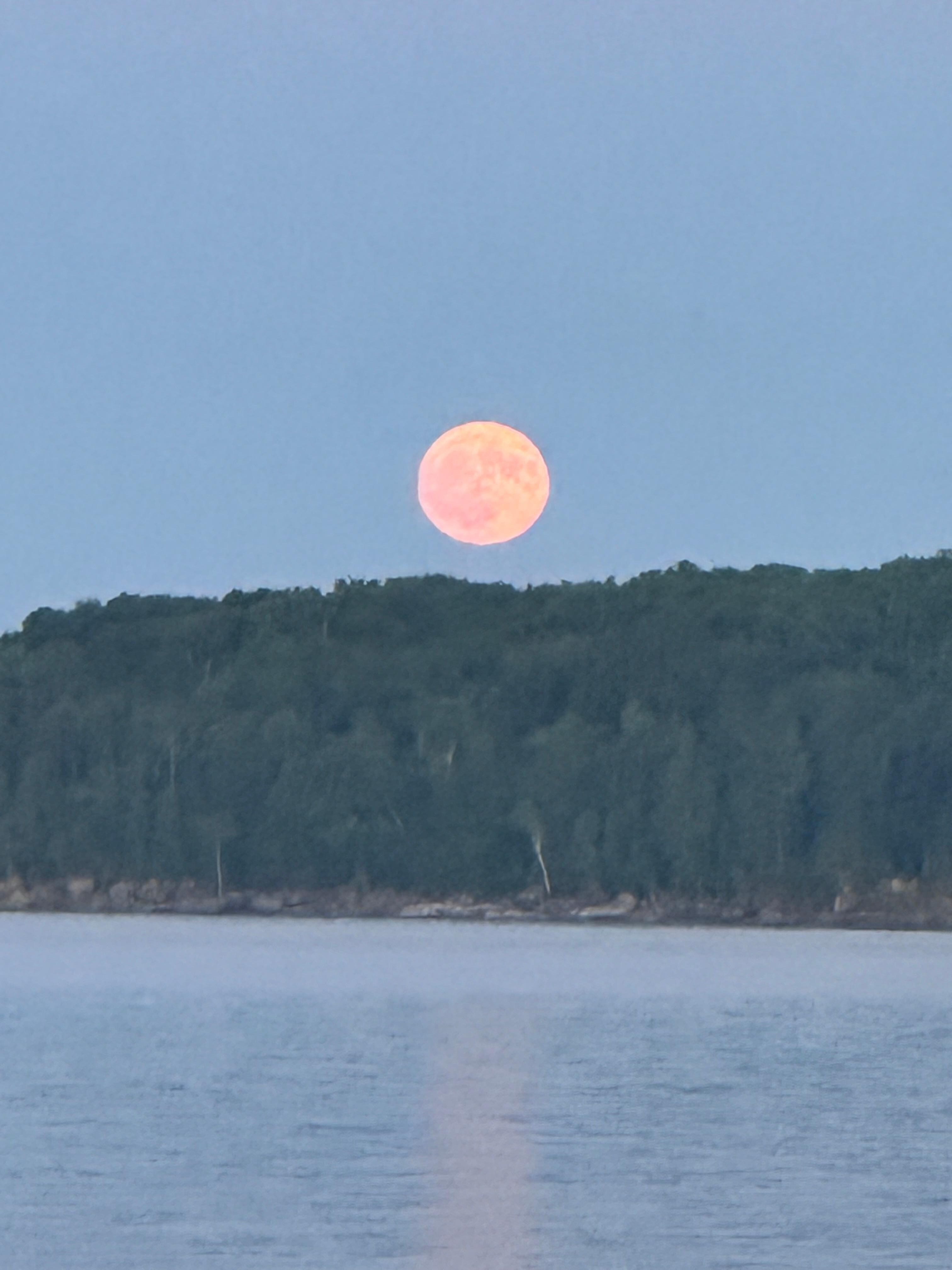 Moon rising over Lake Superior. 
