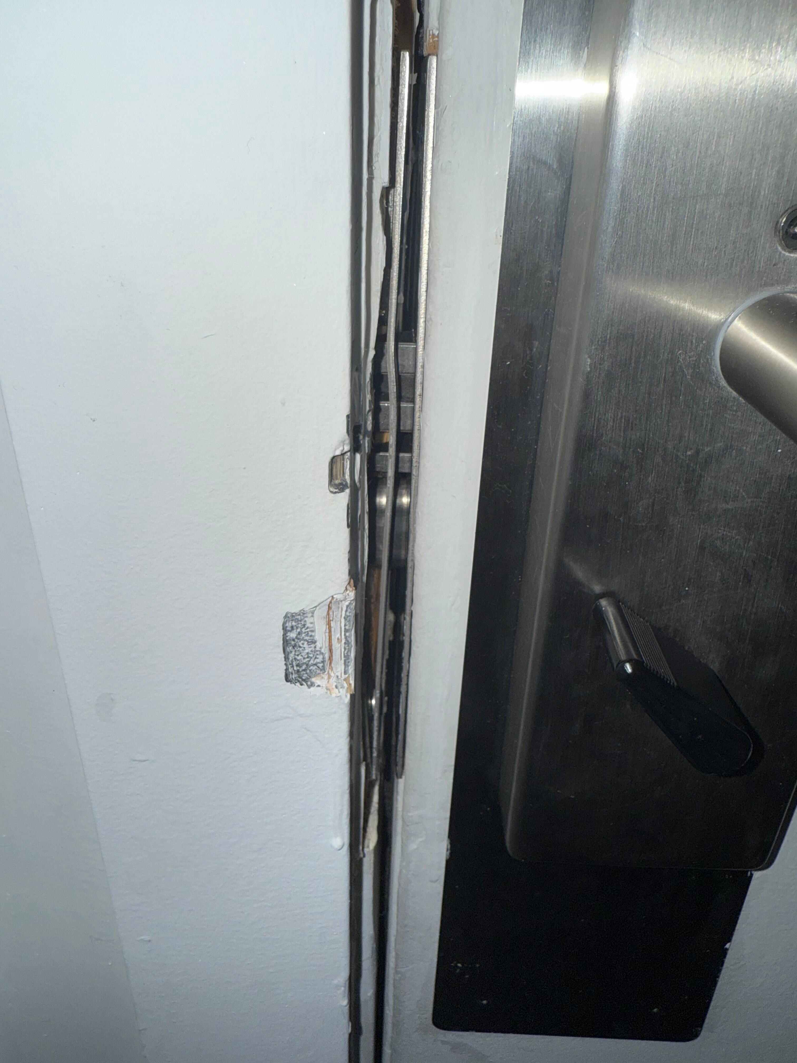 Entire lock assembly was suspect. Deadbolt was extremely difficult to get to engage