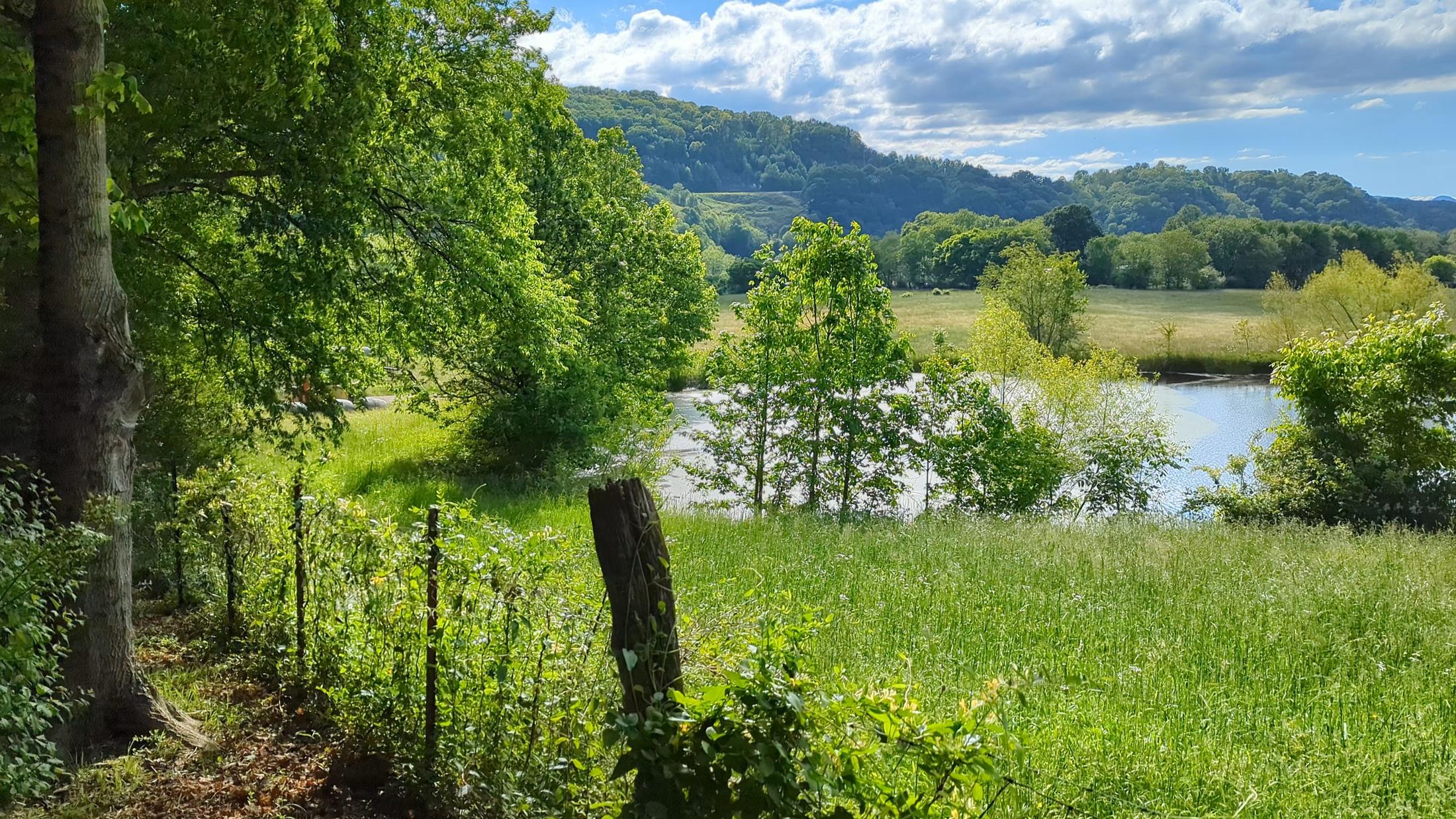 Pond & mountains view