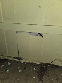 Hole 2 in exterior back fence