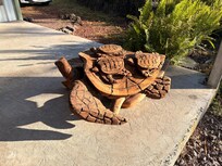 Carved Sea turtle you get to look at every morning while you enjoy your coffee on the lanai.