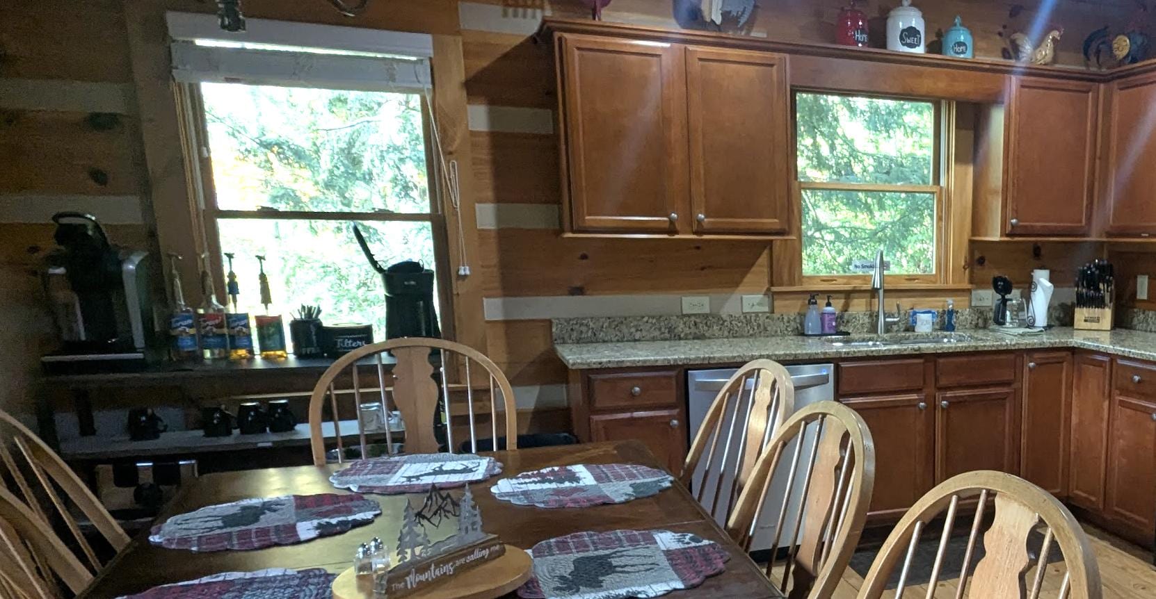 Coffee station on the left