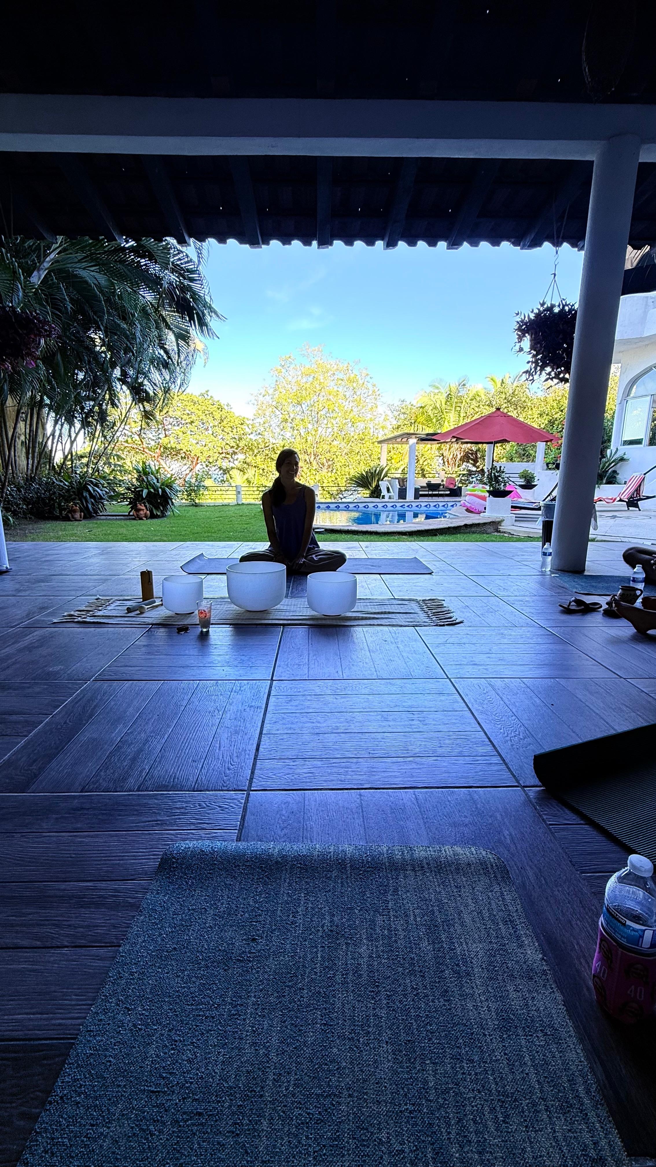 Private yoga class on the patio