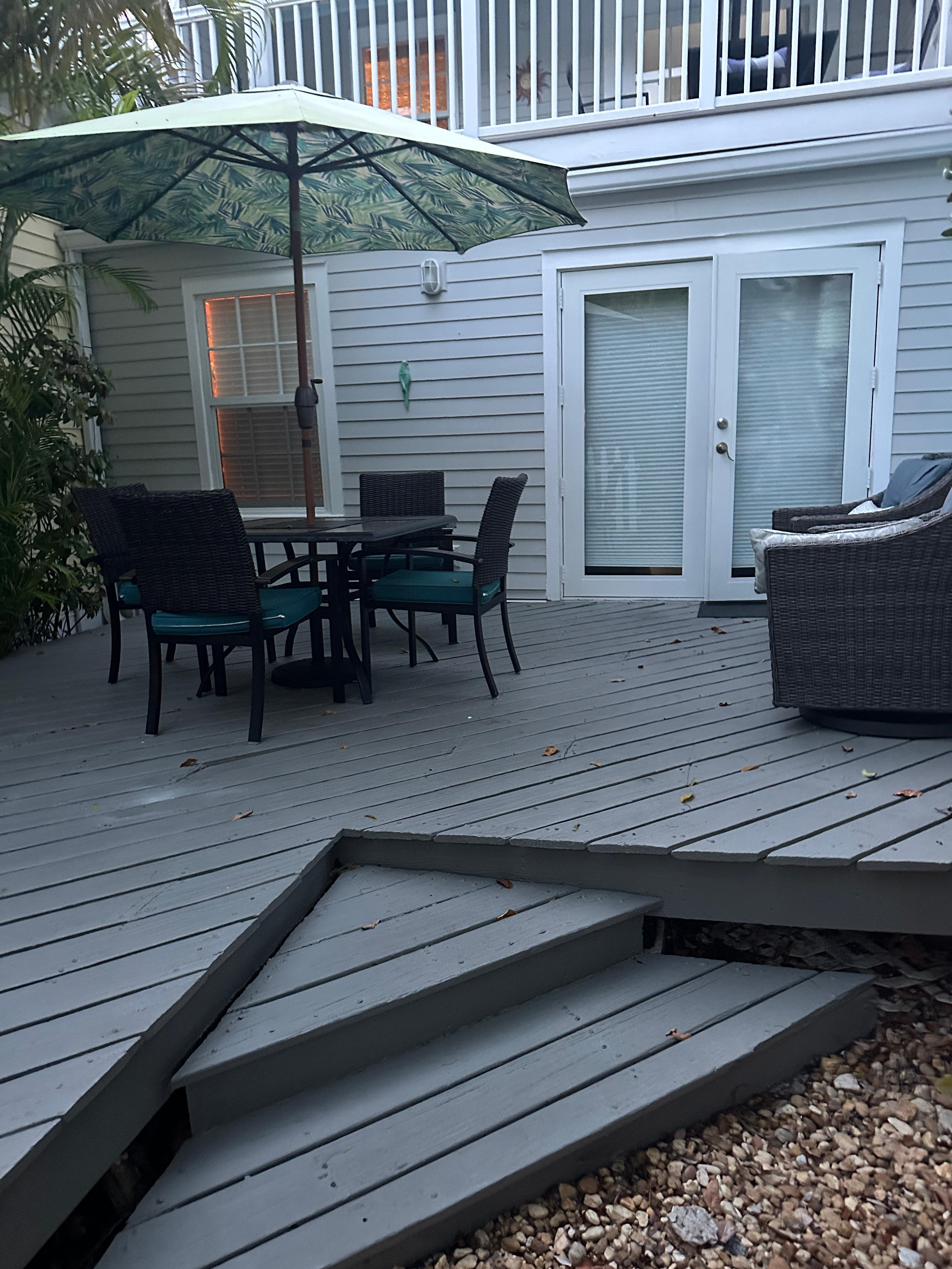 View from back gate to deck. Very nice and shaded