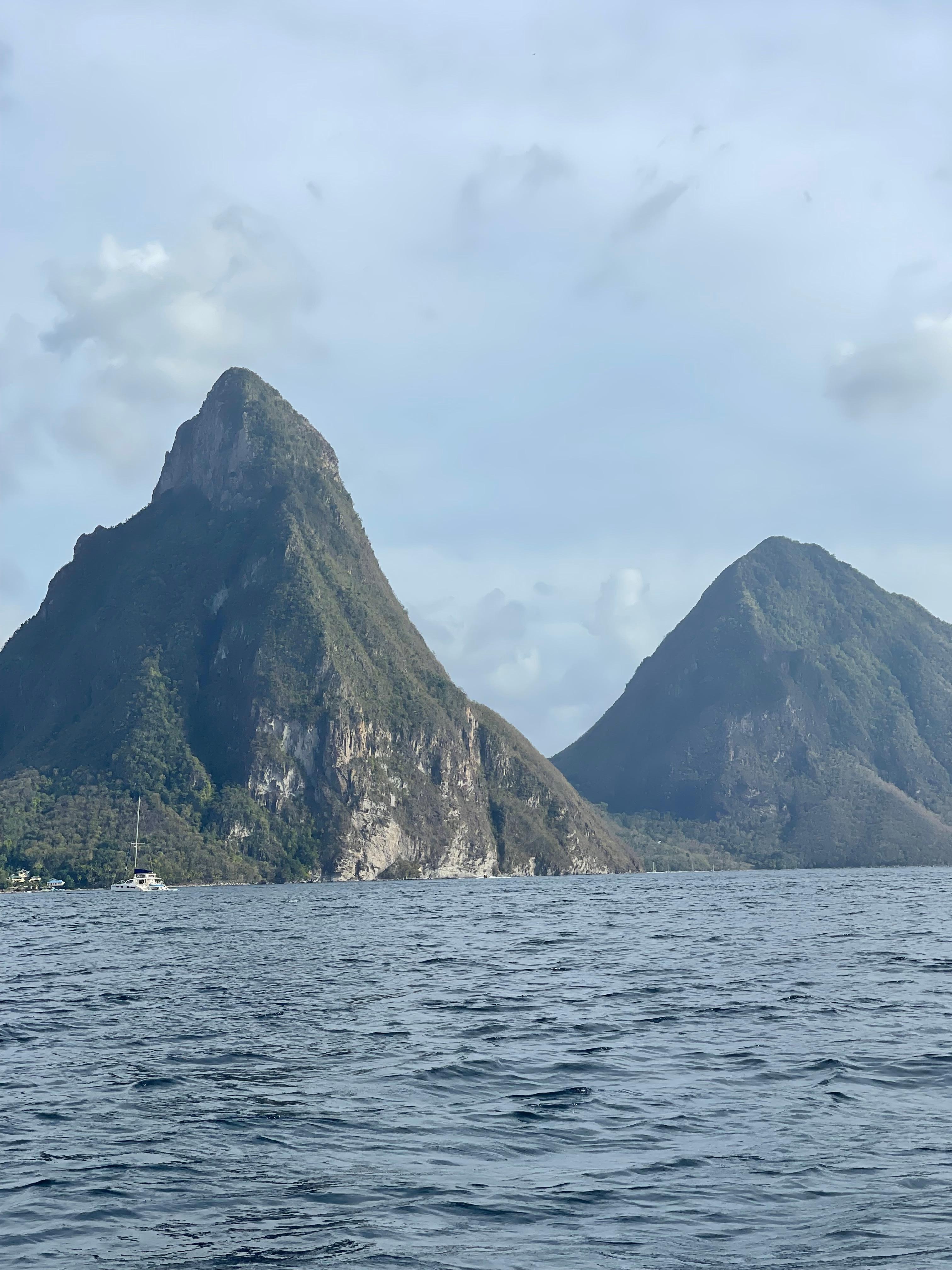 Pitons from the bay out of Soufriere 