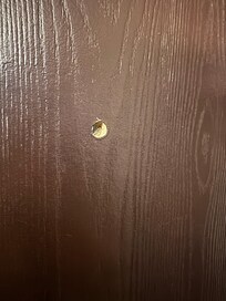 Whole in door that you could easily see into