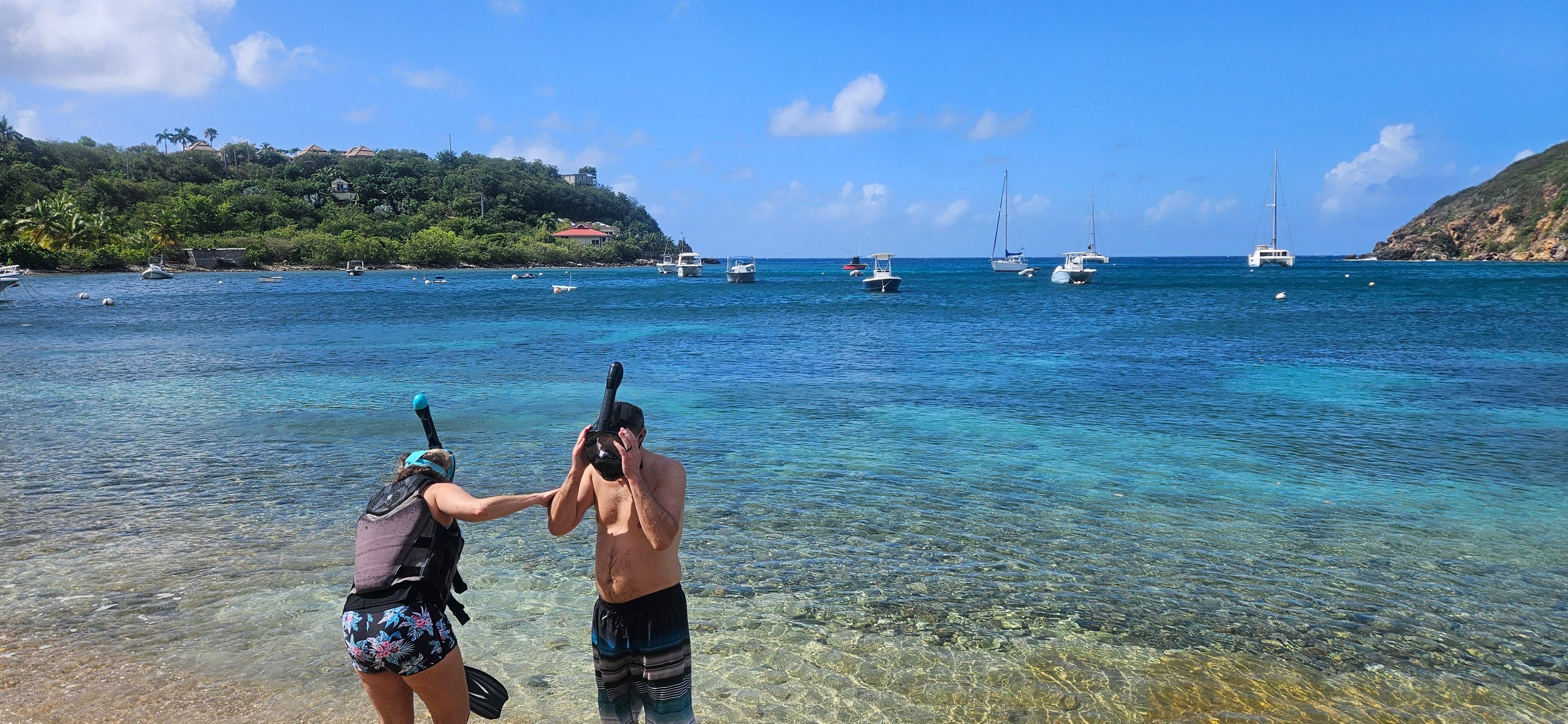 Getting ready to snorkel  right in front of the house! The water is clear and the views are beautiful!