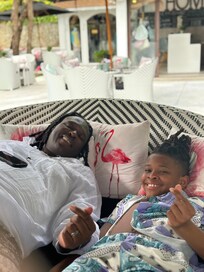 Relaxing at Bowls & More with Daddy