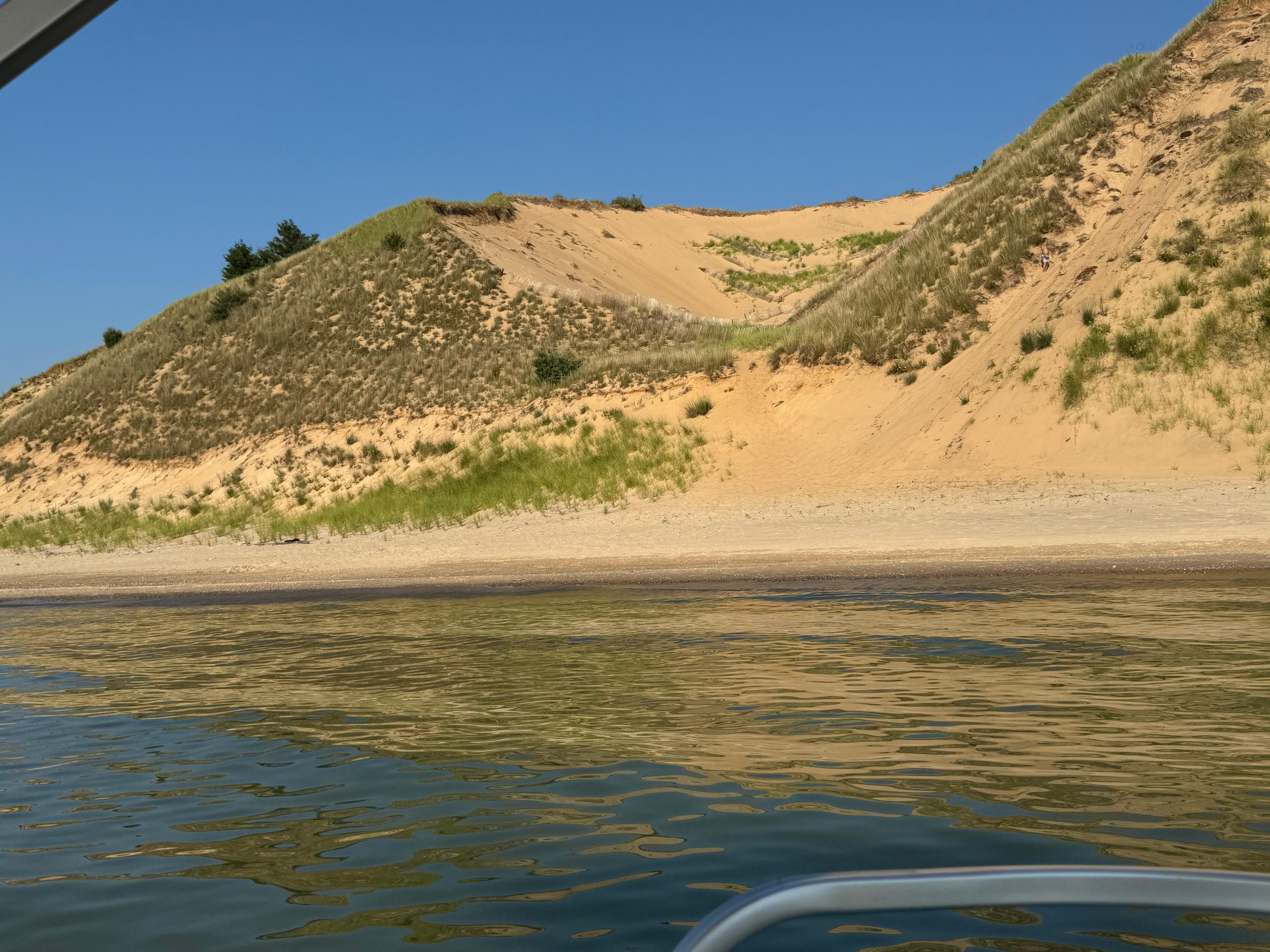 Stopped at sand dunes with our pontoon which the kids loved!