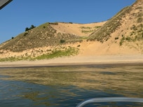 Stopped at sand dunes with our pontoon which the kids loved!