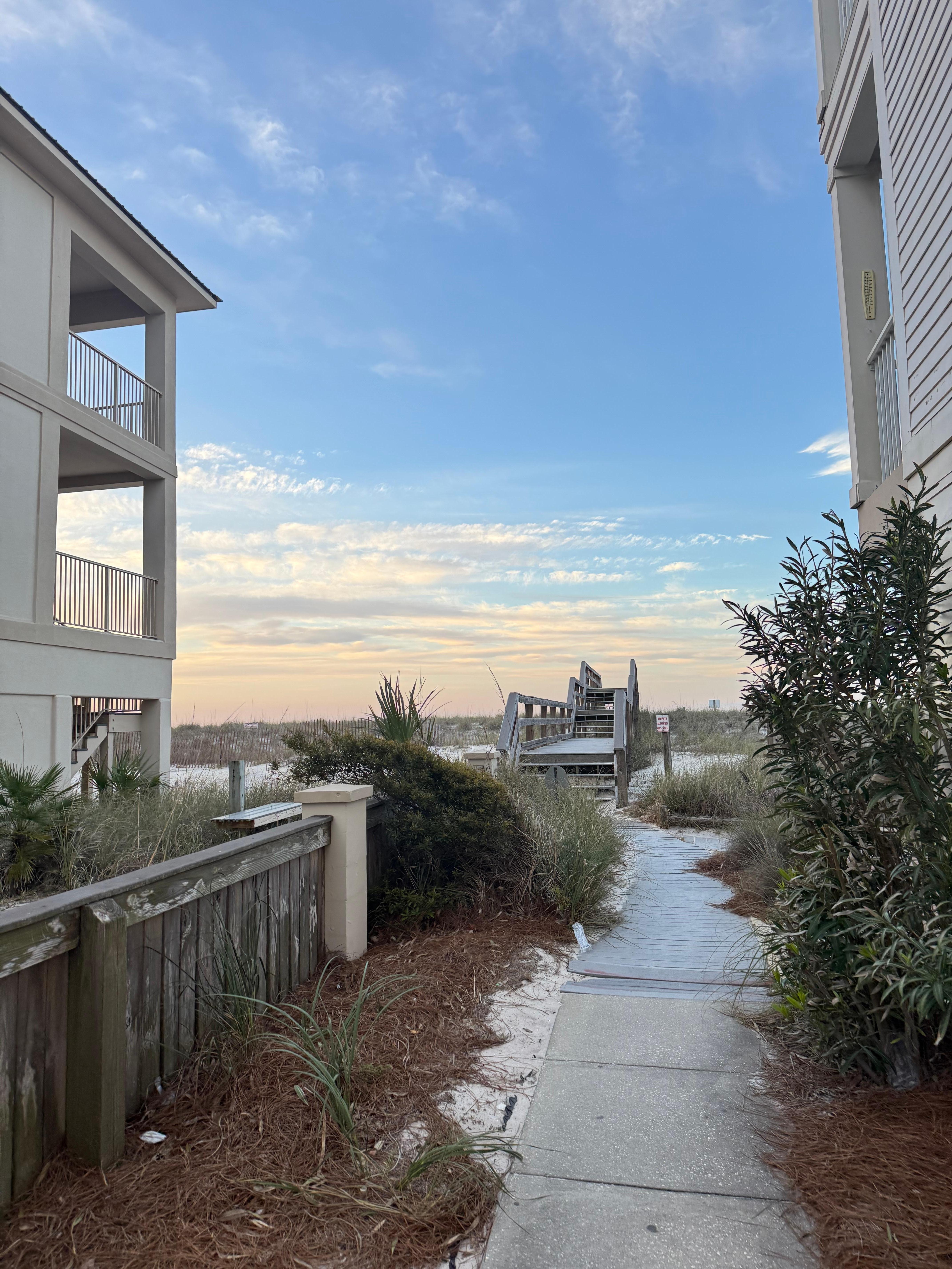 The short walk to the beach. 