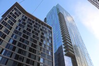 Looking at the skyline of hotel