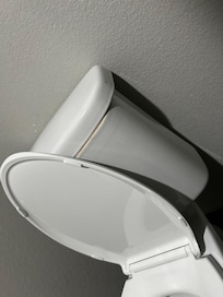 toilet seat hanging off