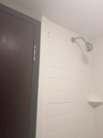 Visible holes from shower curtain was pulled from wall