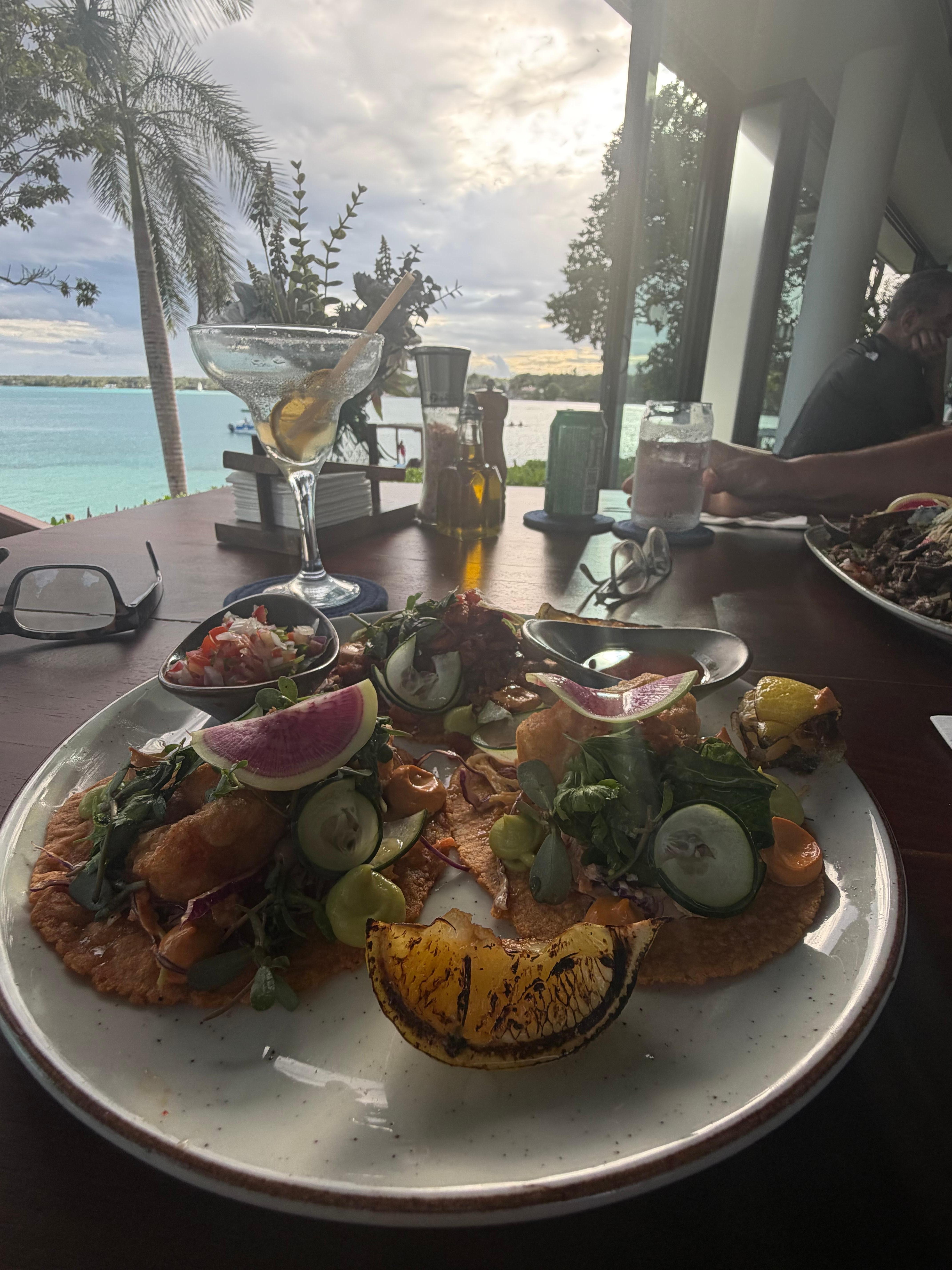 Omg grilled lemon for my tacos who knew so good lol first time having Marlin and it was amazing all the food here blew us away top chef 