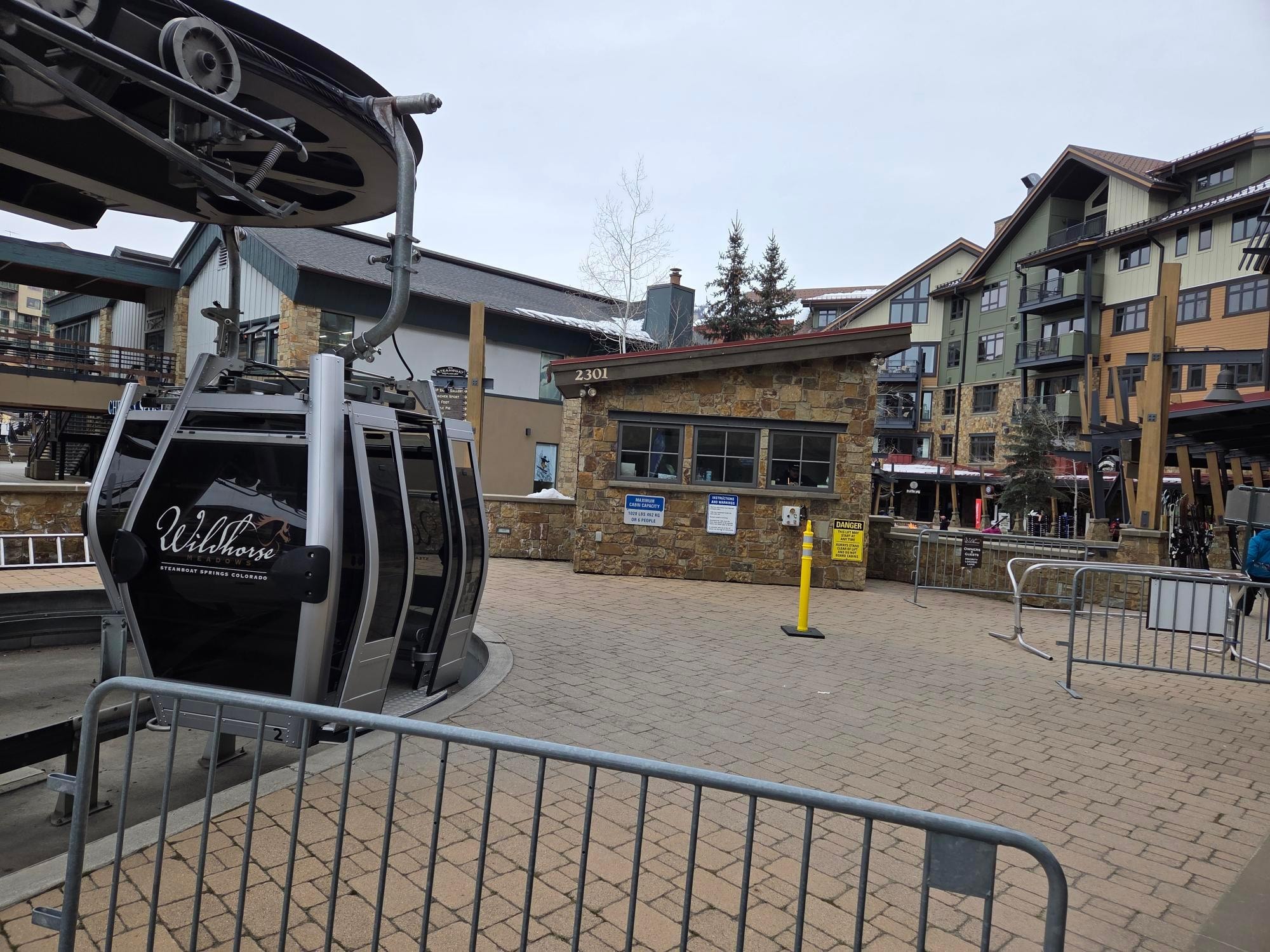 Gondola drop-off in resort village